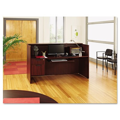 Alera® Valencia Series Reception Desk w/Counter, 71w x 35-1/2d x 44-3/4h, Mahogany