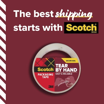 Scotch Tear By Hand Packing Tape, 1.88" x 54.6 yds., Clear, 6/Pack (3250-TBH-12GC)