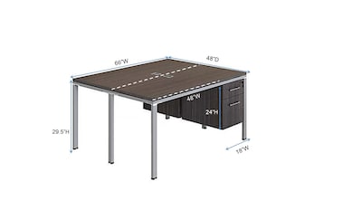 Boss Office Products Simple System 66"W Desk with Pedestal, White, 2/Set (SGSD014-102-WT)