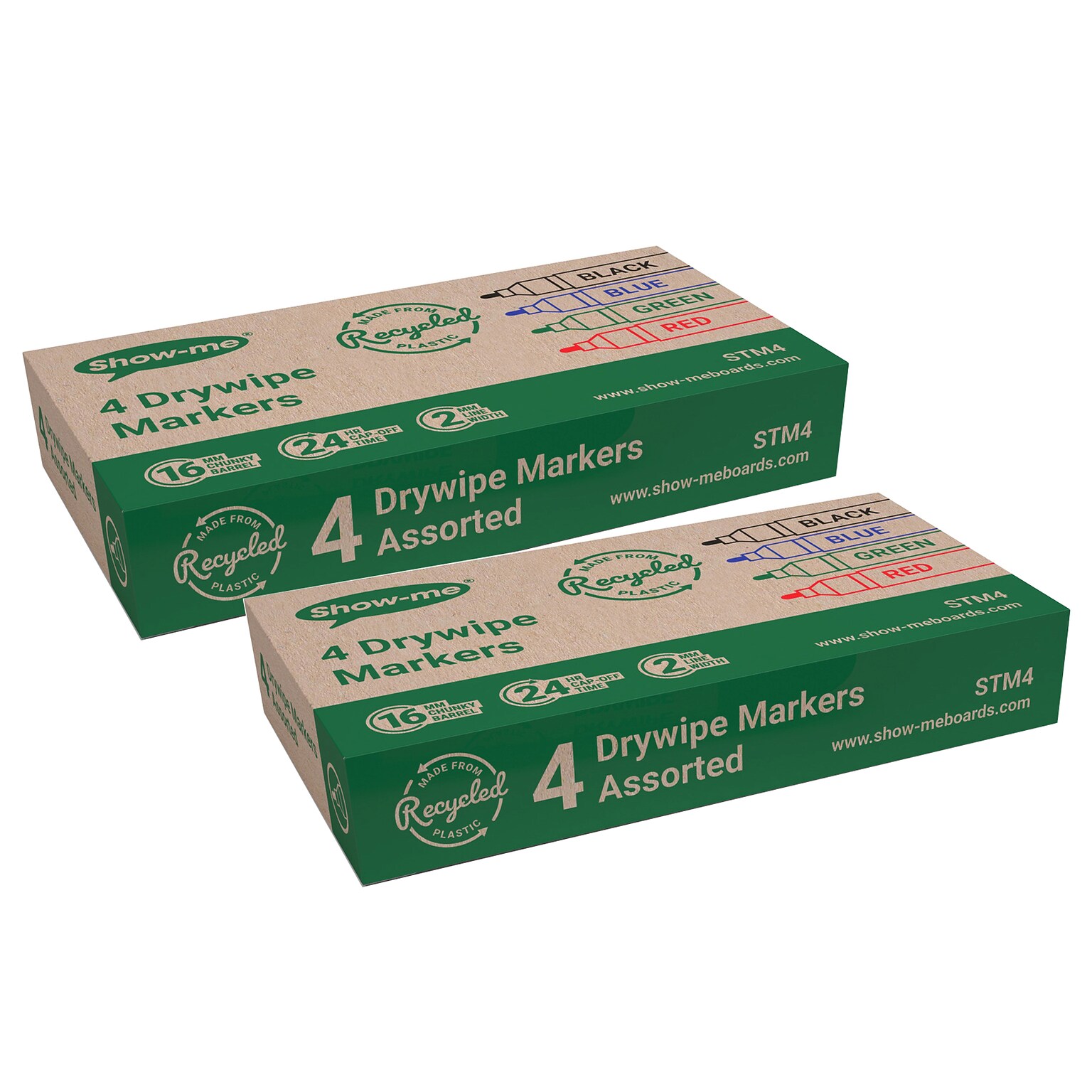 Show-me Chunky Dry Erase Markers, Assorted, 4 Per Box, 2 Boxes (EPTSTM4-2)