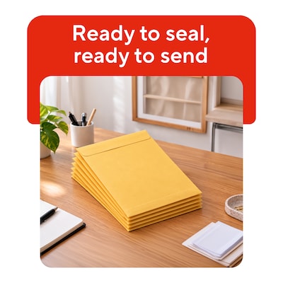 Staples 9 x 12 Self-Seal Catalog Envelopes, Brown Kraft, Heavy-Duty Mailing Envelopes, Secure Peel & Seal Closure, 250/Box