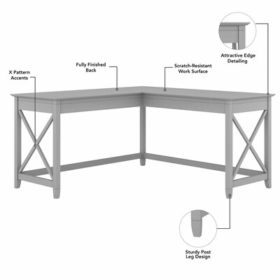 Bush Furniture Key West 60"W L Shaped Desk, Cape Cod Gray (KWD160CG-03)