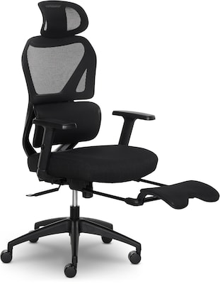 Sharper Image S-850 Heated Ergonomic Mesh Swivel Executive Massage Chair, Black (60106-BLK)