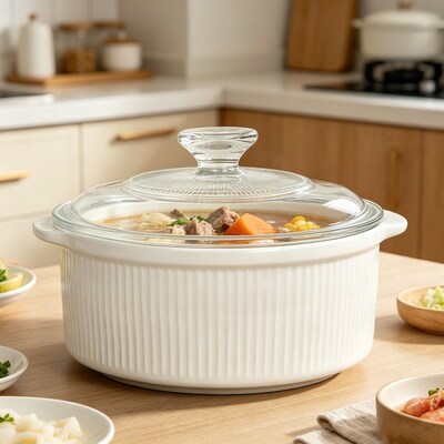Gourmet Edge 8.75 Ceramic Casserole Dish with Glass Lid