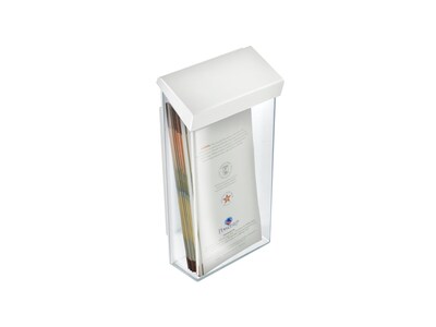Azar Brochure Holder, 4 x 9, Vertical, Wall Mounted, Clear/White Acrylic, 2/Pack (252961)