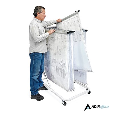 AdirOffice Metal Mobile File Cart with Lockable Wheels, White (613-WHI-KIT1)