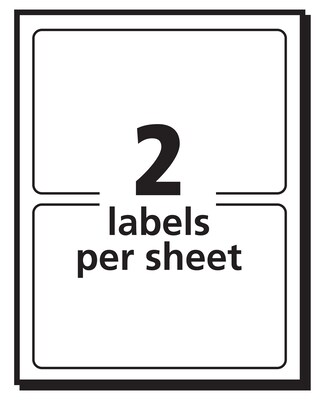 Avery Laser/Inkjet Multipurpose Labels, 2" x 4", White, 2 Labels/Sheet, 50 Sheets/Pack (5444)