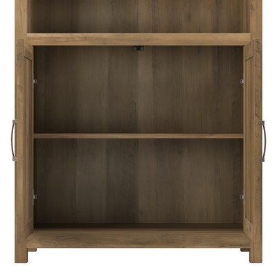 Bush Furniture Knoxville 72"H 5-Shelf Bookcase with Doors, Reclaimed Pine (CGB132RCP-03)
