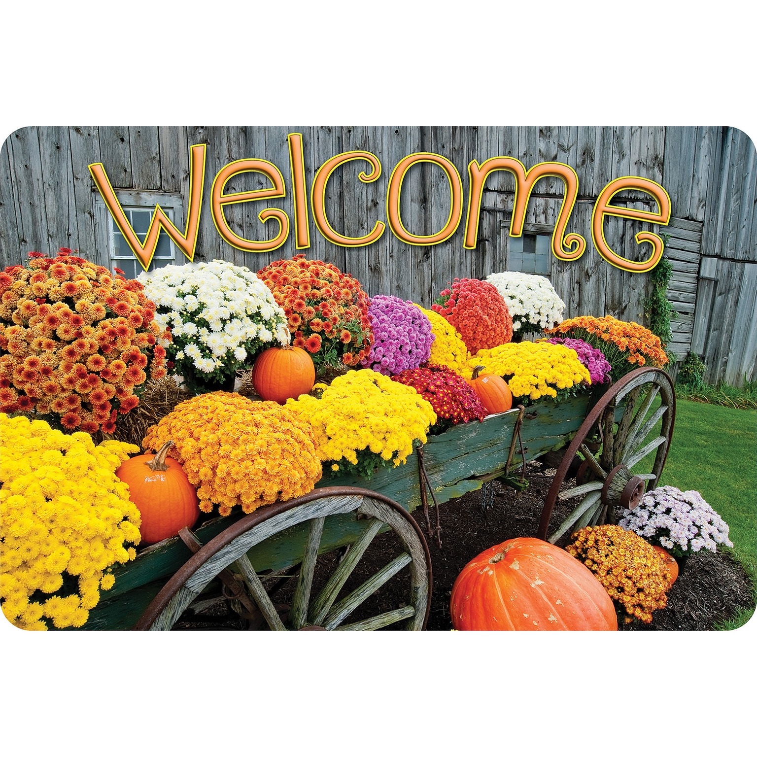 Ashley Productions The Original Fun Mat, Welcome Mat, 15.5 x 23.5, Harvest Wagon Welcome (ASH91565)