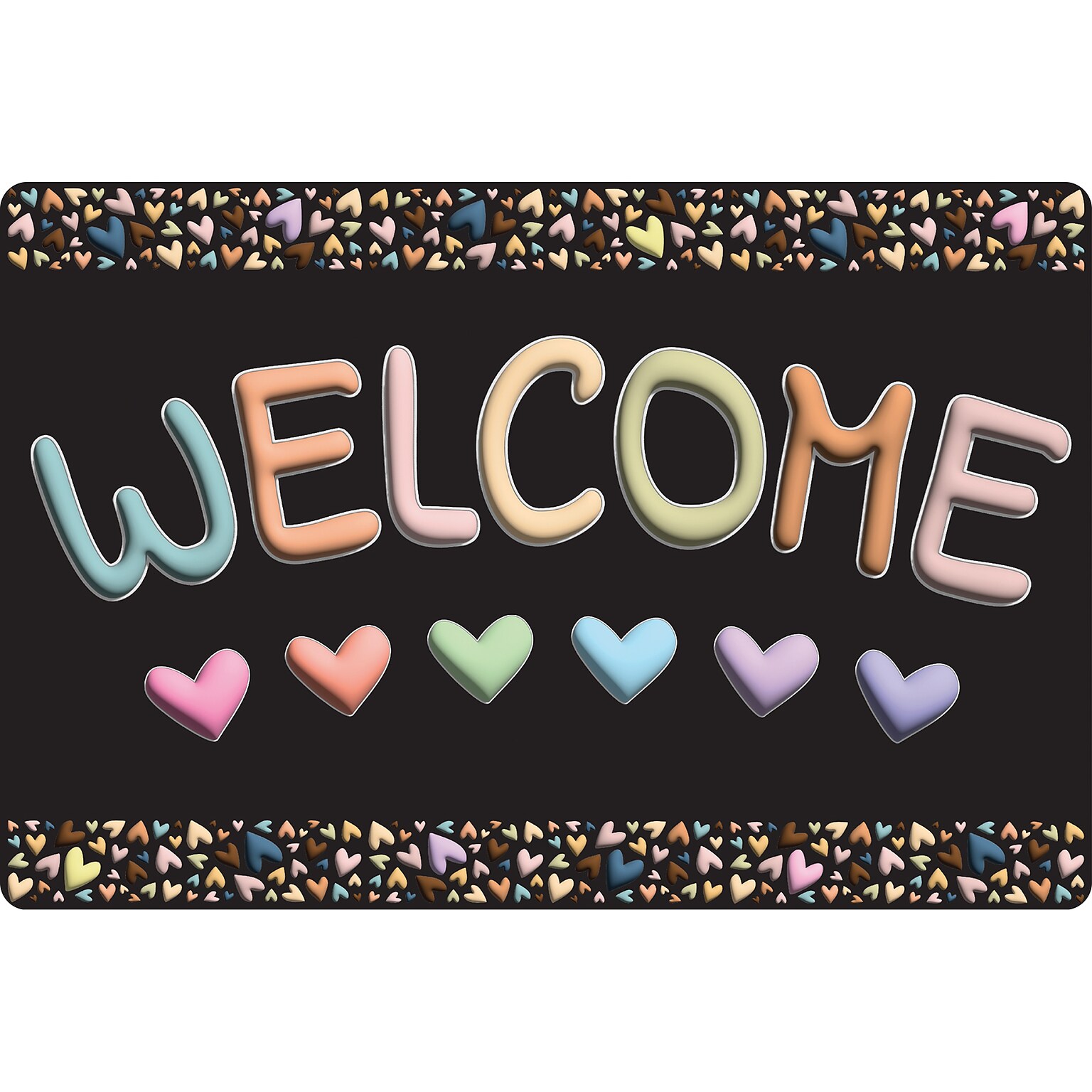 Ashley Productions Smart Poly, The Original Fun Mat, Welcome Mat, 15.5 x 23.5, Pastel Hearts, Welcome (ASH91518)