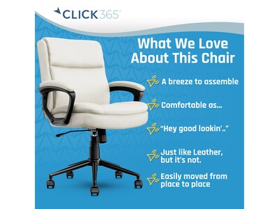 Click365 Transform 2.0 Ergonomic Bonded Leather Swivel Desk Chair, White (CCHR10007C)