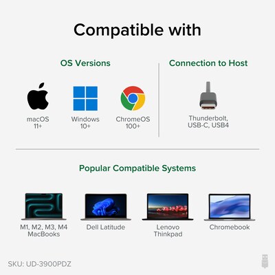 Plugable USB-C Triple HDMI Display Docking Station  (UD-3900PDZ)