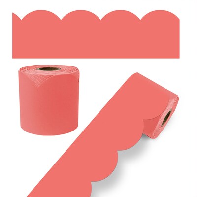Carson Dellosa Education Rolled Scalloped Bulletin Board Border, 3" x 65', Salmon, 3/Bundle (CD-108528-3)