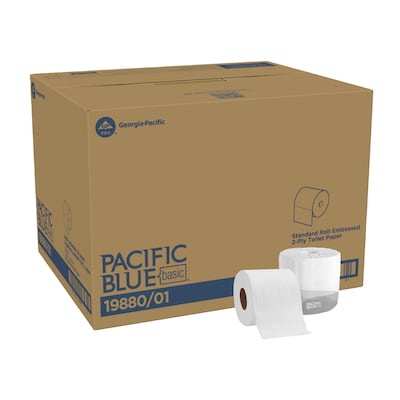Pacific Blue Basic Toilet Paper, 2-Ply, White, 550 Sheets/Roll, 80 Rolls/Carton (19880/01)