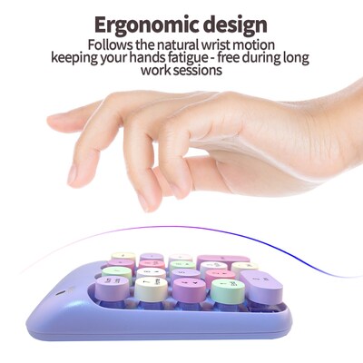 SaharaCase Retro Numeric Keypad Wireless Ergonomic Number Pad, Purple (KB46)