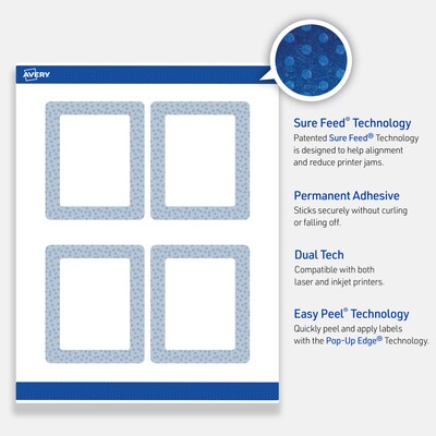 Avery Laser/Inkjet Rectangle Multipurpose Labels, 4" x 3-1/3", White, 40/Pack (S00F8J)