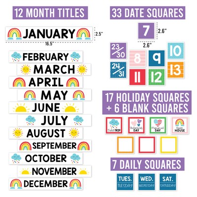 Hadley Designs Rainbow Circle Time Bulletin Board Calendar for Classroom, 100/Set (HDDX004BC7KLB)
