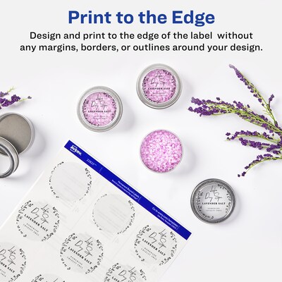 Avery Print-to-the-Edge Laser/Inkjet Round Labels, 2" Dia, Glossy Clear, 120 Labels/Pack (22825)