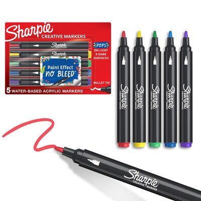 Sharpie Water-Based Creative Markers, Bullet Point, Assorted Colors, 5/Pack (2196902)