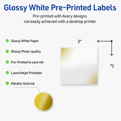 Avery Laser/Inkjet Square Multipurpose Labels, 2 x 2, White, 120/Pack (S00-EWA)