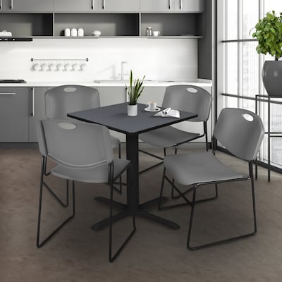 Regency 30-inch Square Laminate Table with Four Chairs, Gray (TB3030GY44GY)