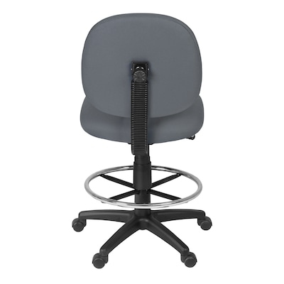 Regency Comfort Series Armless Fabric Drafting Chair with Footrest and Lumbar Support, Grey (105-DK-GY)