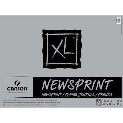 Canson XL Series 18 x 24 Newsprint Sketch Pad, 50 Sheets/Pad, 2/Bundle (MCXC400026820-2)