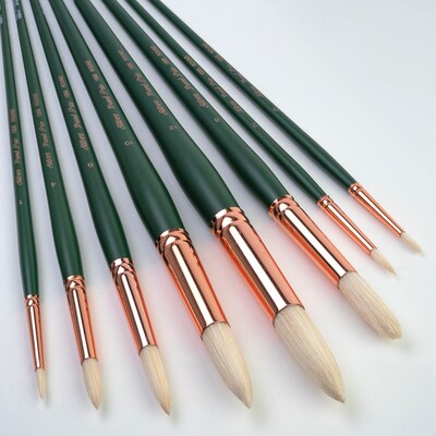 Silver Brush Natural Hog Bristle, Grand Prix All Round Brushes, 8/Pack (SLVGP1060)