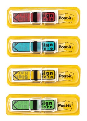 Post-it 'Sign Here' Message Flags, .5" Wide, Assorted Colors, 120 Flags/Pack (684-SH)