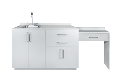 Viva Comfort 36 H x 48 W Medical Cabinet with Left Sink and 24 Right Side Desk, 4 Doors, 2 Drawers, Gray (902-48LS-GRY-AO)