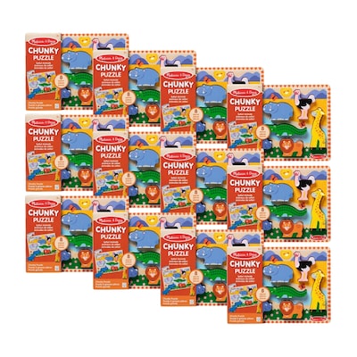Melissa & Doug  8-Piece Safari Chunky Puzzle, 12 Puzzles/Pack (50202-CASE)