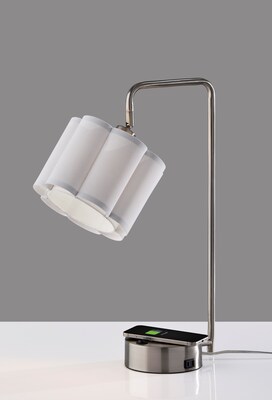 Adesso Dover Supercharger Incandescent Desk Lamp, 22.25"H, Brushed Steel/White (2616-22)