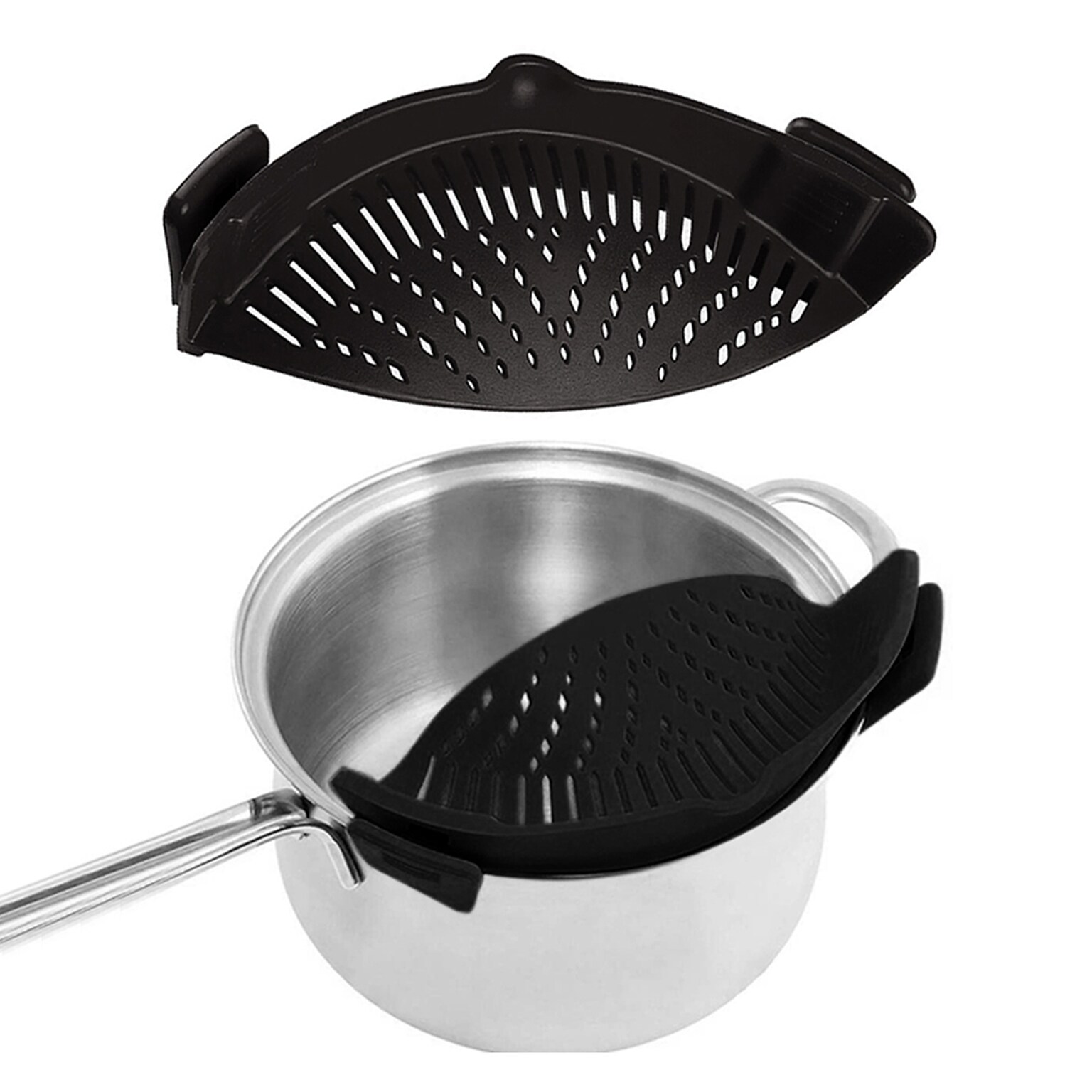 Extreme Fit Silicone Snap On Strainer, 2, Black (TI-SNSK-BLA-2PK)