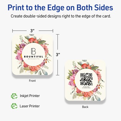 Avery Integrated Cards, 3" x 3", Matte Ivory, 300/Box (95336)