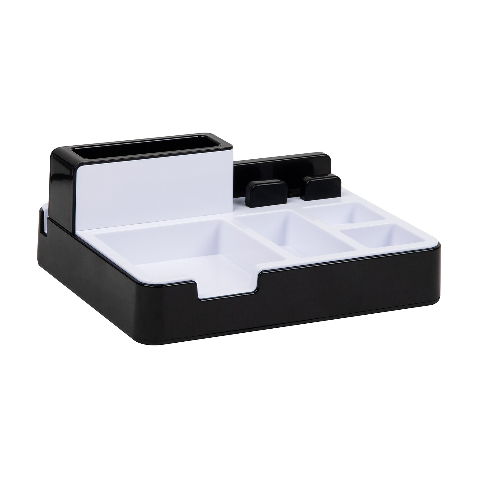 Mind Reader Foundation Collection 8-Compartment Plastic Charging Station, Black/White (USBORG-BLK)