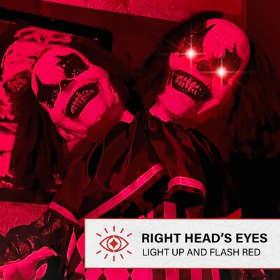 Haunted Hill Farm Lifesize Animatronic Two-Headed Clown (HHCLOWN-37FLSA)