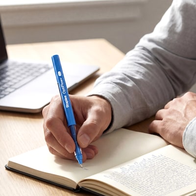 Staples Optiflow+ Rollerball Pens, Extra Fine Point, 0.5mm, Blue Ink, Dozen (ST63316)