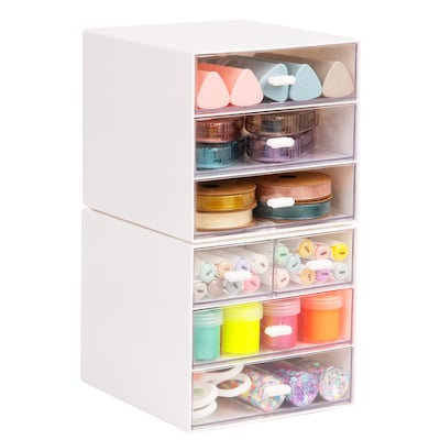 Mind Reader 7-Compartment Plastic Desk Organizer, White, 2/Set (MSORG-WHT)