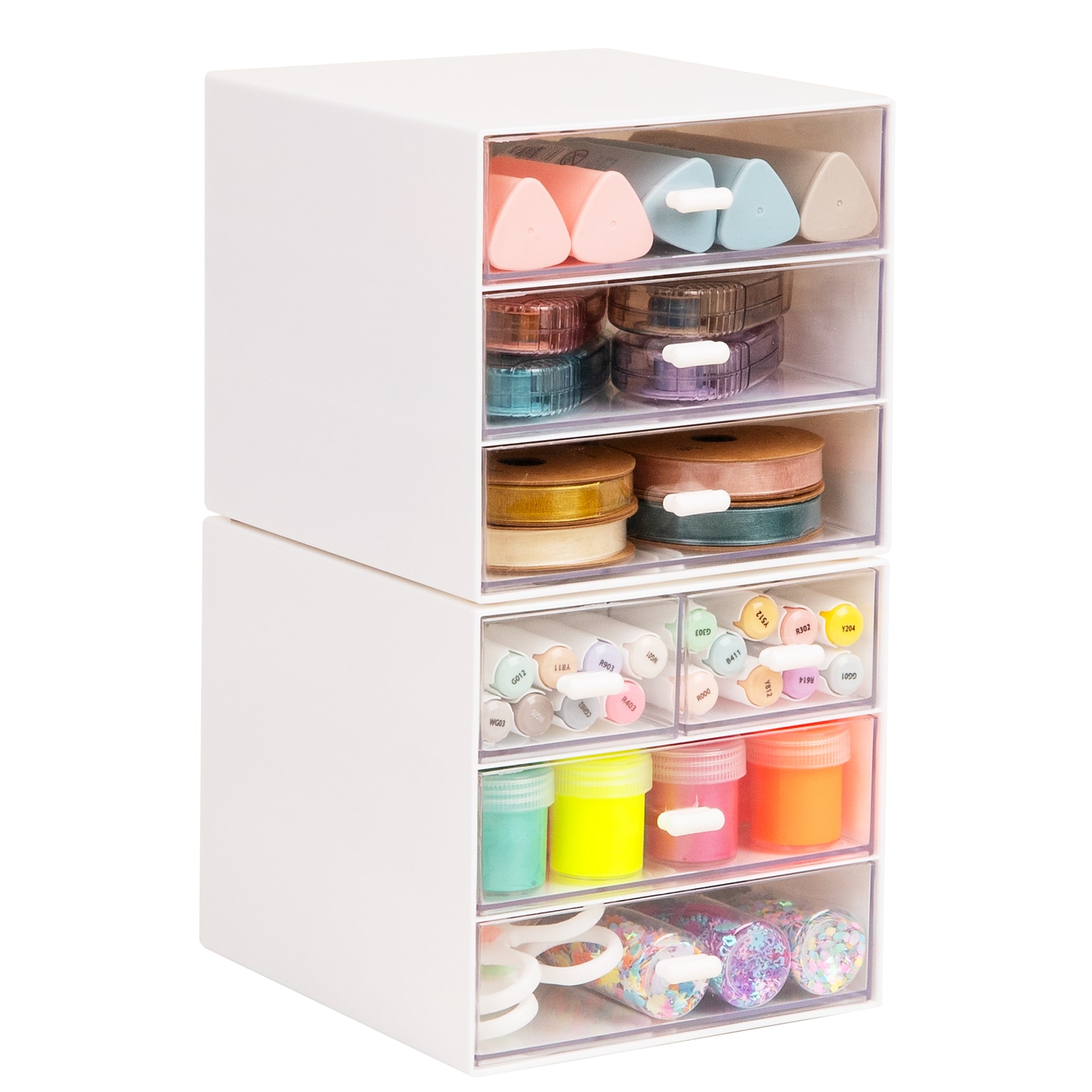 Mind Reader 7-Compartment Plastic Desk Organizer, White, 2/Set (MSORG-WHT)