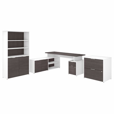 Bush Business Furniture Jamestown 71W L-Shaped Desk Bundle, Storm Gray/White (JTN011SGWHSU)