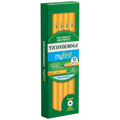 Ticonderoga Beginners Wooden Pencil, 2.2mm, #2 Soft Lead, Dozen (13080)