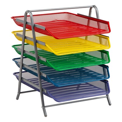 Mind Reader 5-Compartment Metal Desk Tray, Multicolor (5TPAPER-ASST)
