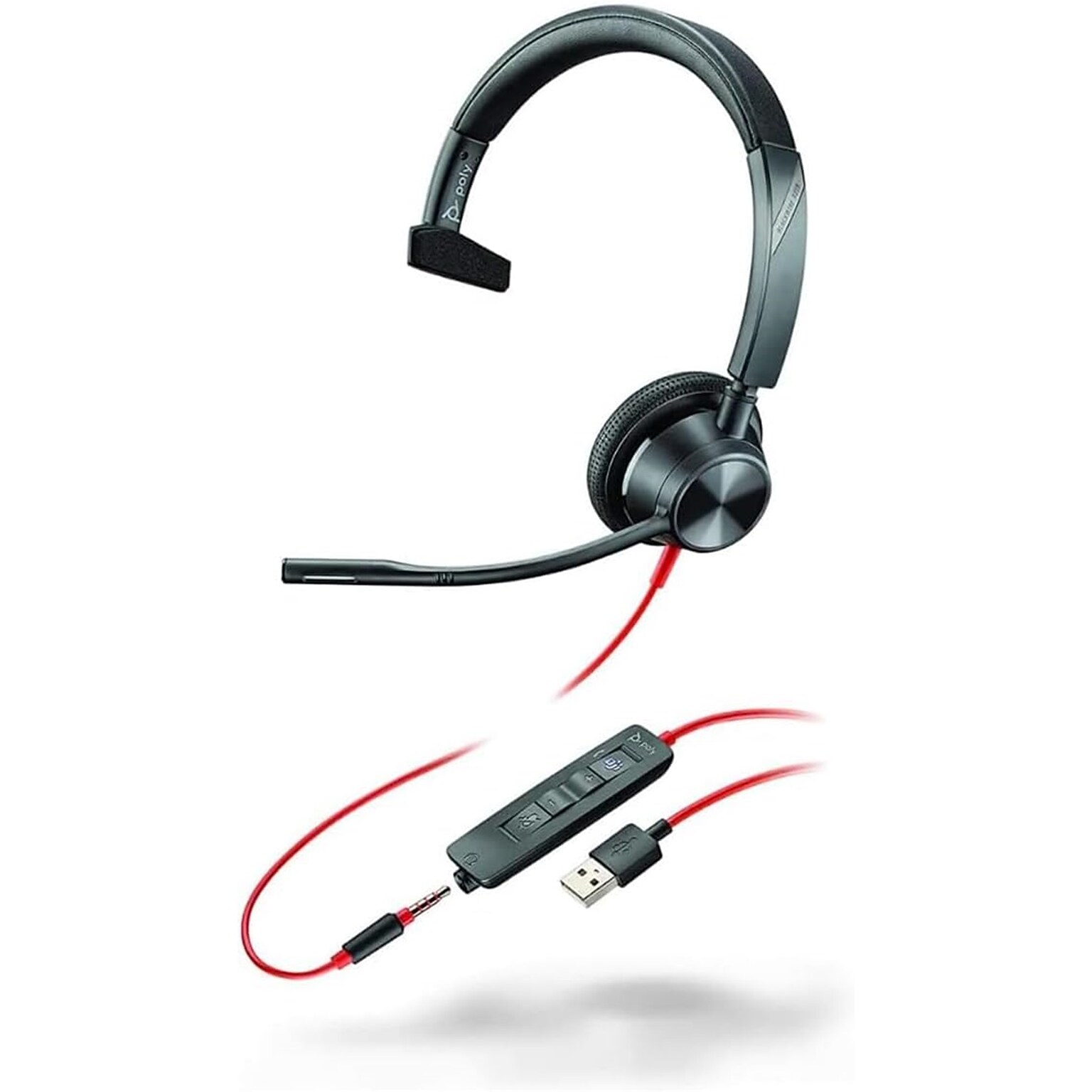 Poly Blackwire 3315 Monaural Noise Canceling Headset, Black (85R07AA)