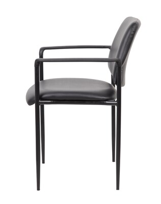 Boss Diamond Caressoft Square Back Vinyl Stacking Chair,  Black (B9503-CS)