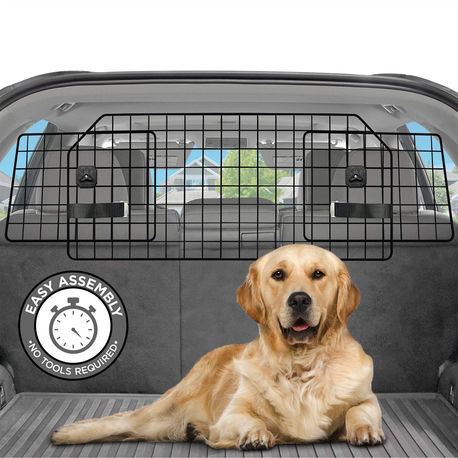 Pawple Adjustable Dog Car Barrier for SUVs, Cars, Vehicles, & Trucks, Heavy-Duty Wire Mesh, Universal Fit, Black (PAWDBAR)