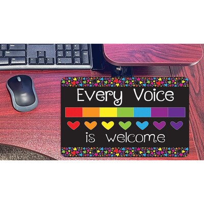 Ashley Smart Poly Computer Mouse Pad, 8" x 10", Every Voice is Welcome Here, 6/Pack (ASH12500-6)