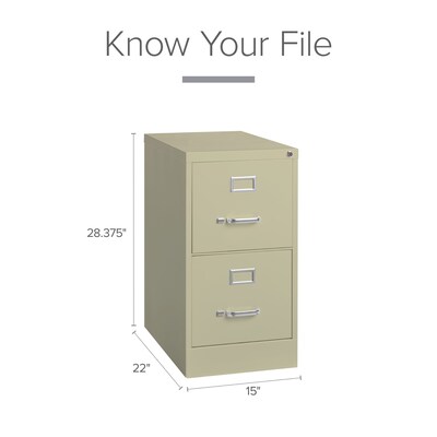 2-Drawer Vertical File Cabinet, Letter-Size, Putty, 22" Deep (17889)