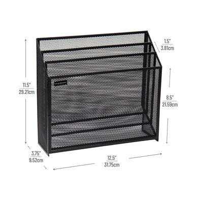 Mind Reader Metal Vertical Desktop Organizer Letter Tray, Black (LETDIV-BLK)