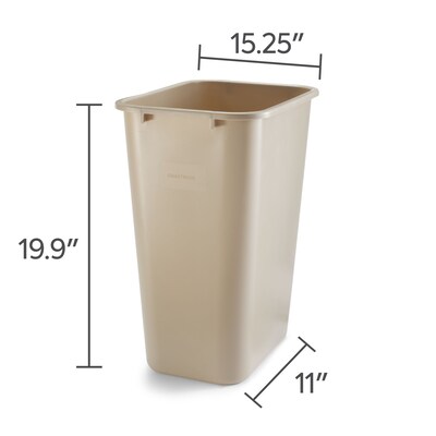 Coastwide Professional™ Indoor Trash Can Without Lid, Beige Soft Molded Plastic, 10.25 Gallon (CW56434)