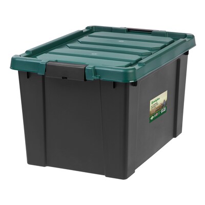 Remington Store-It-All 19 Gal. Storage Container with Latching Lid, Plastic, Black & Green, 4/Pack (296700)